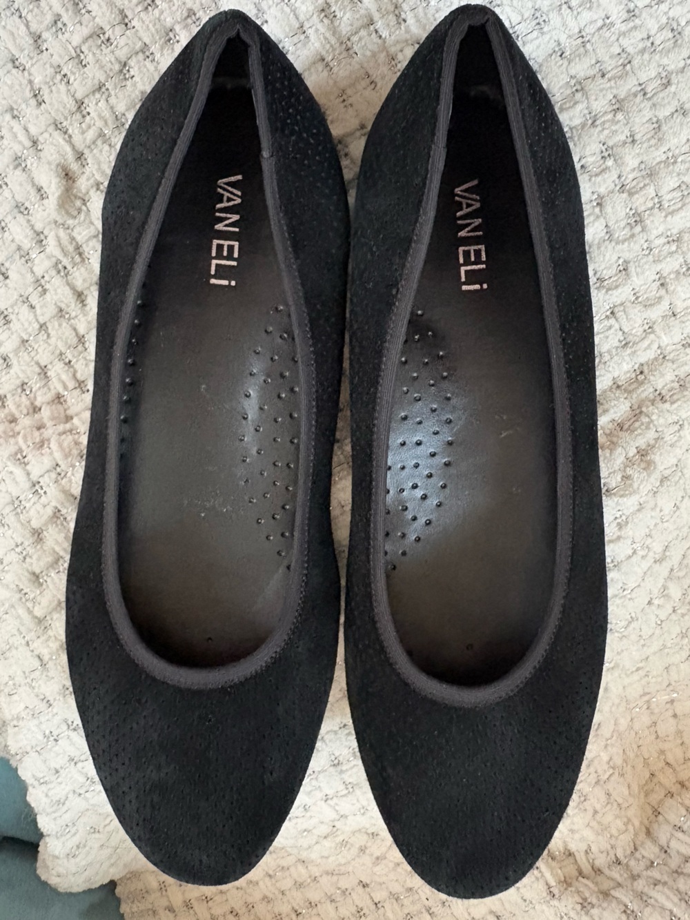 Vaneli Black Suede Ulanda Slip-On Ballet Flats Size 10